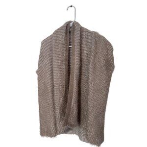 Simply Noelle tan and white open front cardigan one size fits most